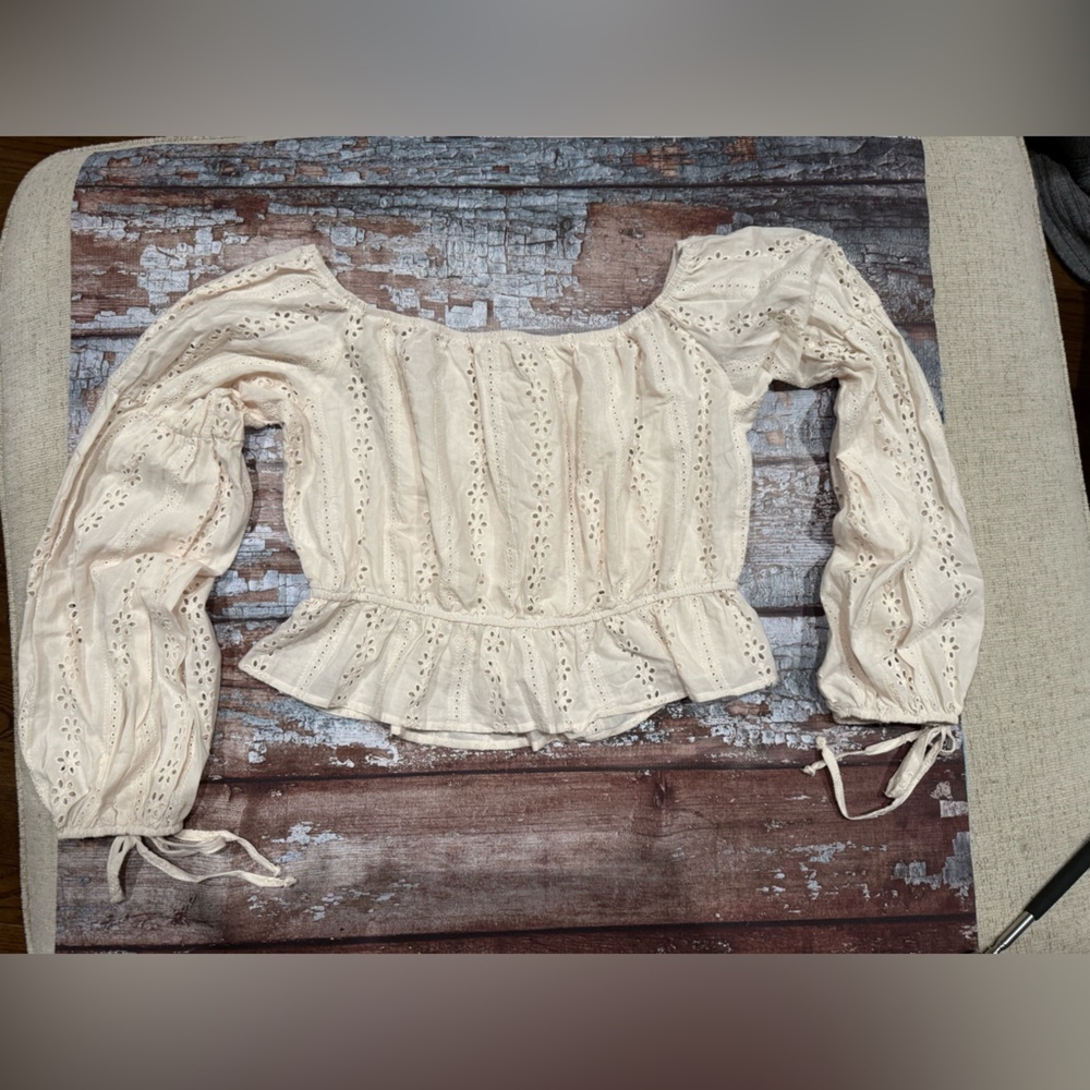 Boutique Eyelet Cream Women's Top